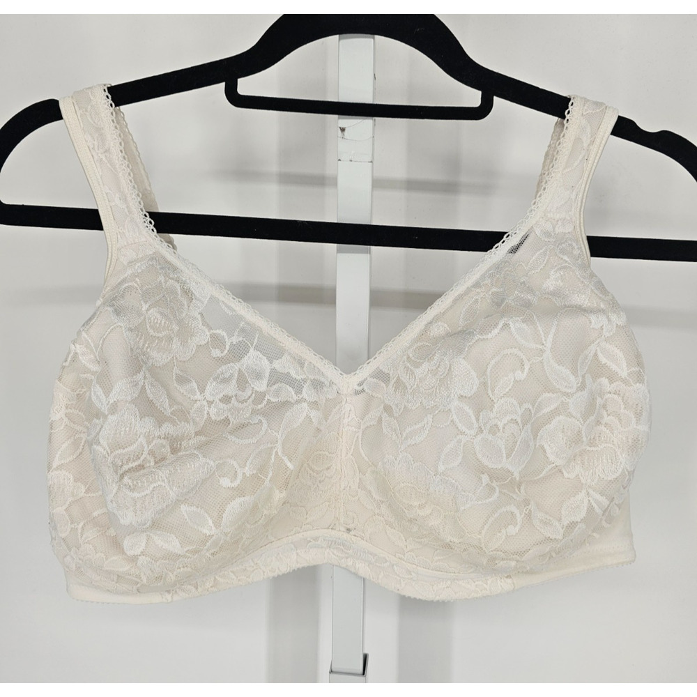 Vtg Playtex 18 Hours Womens Sz 44DD Unlined T Shirt Bra White Lace